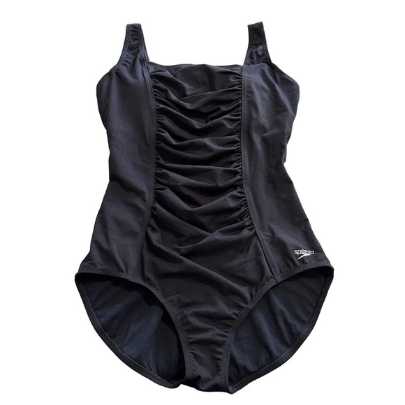 Speedo Swim Speedo Endurance Black With Ruching One Piece Baithing